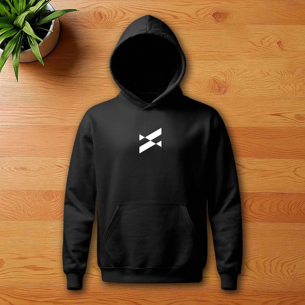 Black Printed Hoody Front